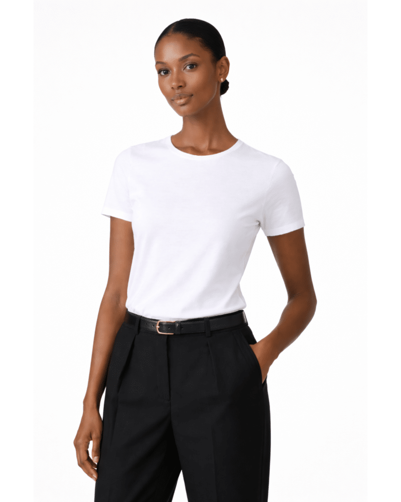 women wearing white Pima cotton T-shirt by iwearlong