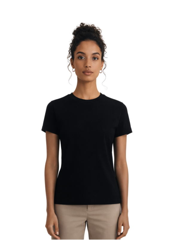 women wearing black Pima cotton T-shirt by iwearlong